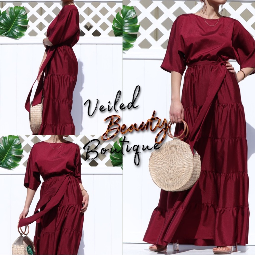 Burgundy Ruffled Maxi Dress